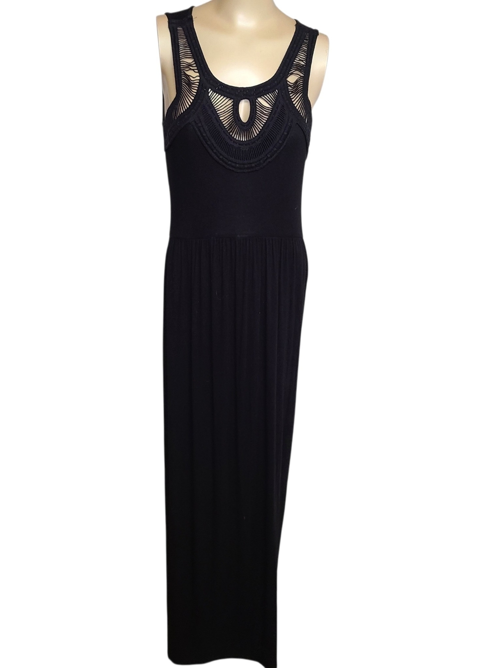 Charming Charlie Black Sleeveless Maxi Dress Size Small Cutout Neckline
